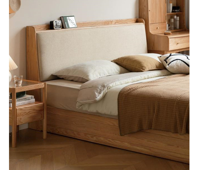 Oak Solid Wood Box Bed Storage Bed Technology Loth, Fabric