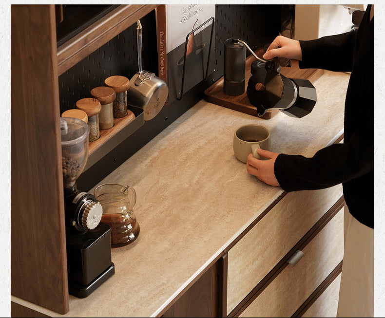 Black Walnut Solid Wood Ancient Style Buffet Cabinet