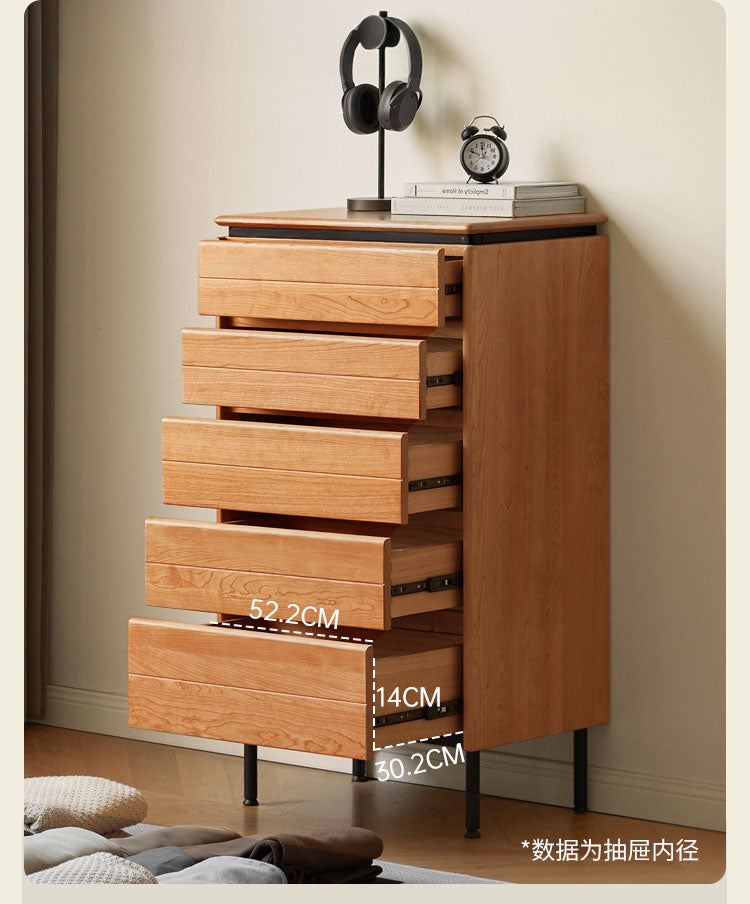 Cherry Solid Wood Retro Bedside Drawer .