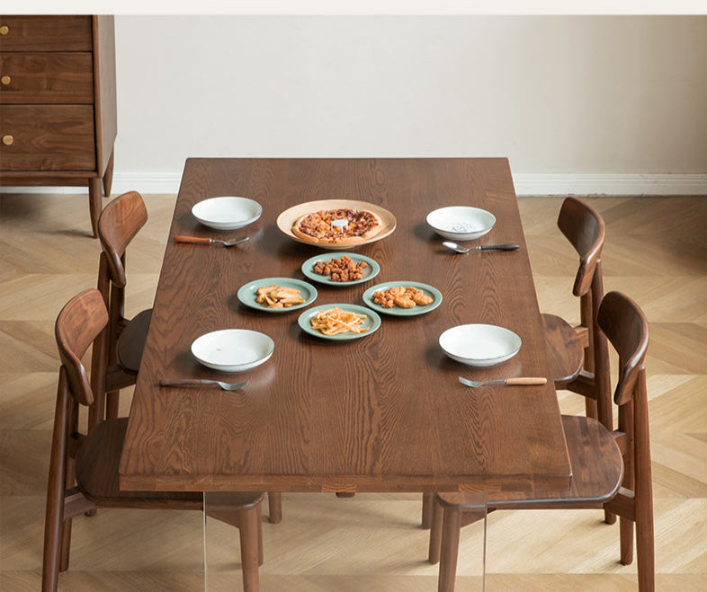 Oak, South American Walnut Solid Wood Acrylic Floating Large Size Dining Table