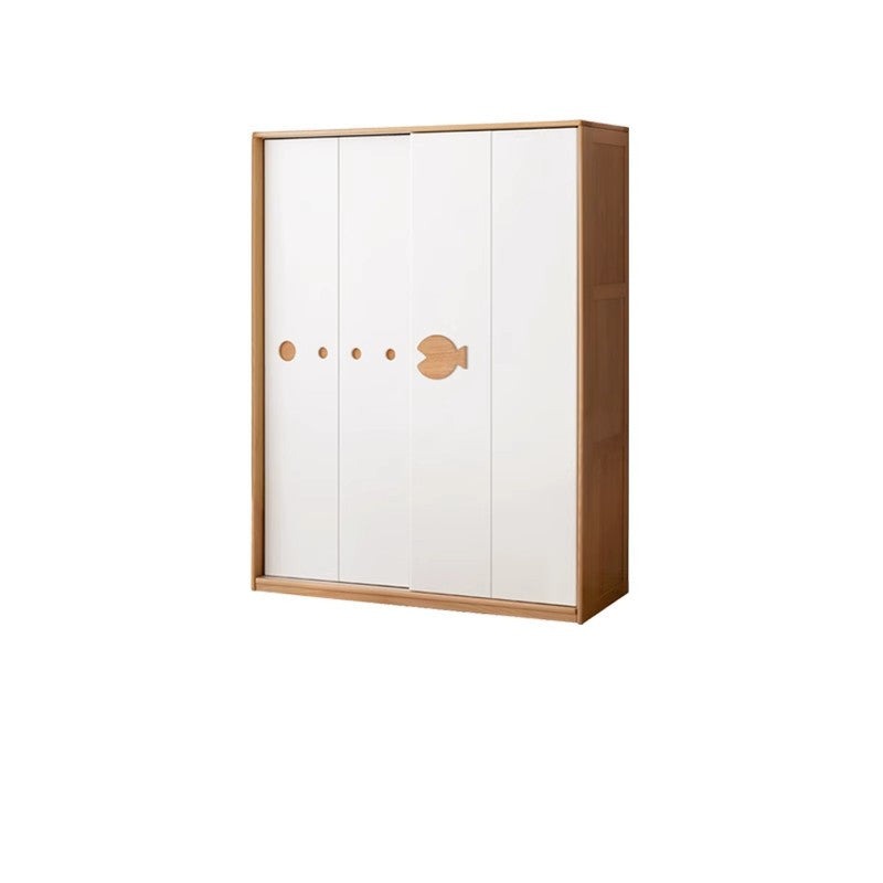 Beech Solid Wood Kids Wardrobe Sliding Door