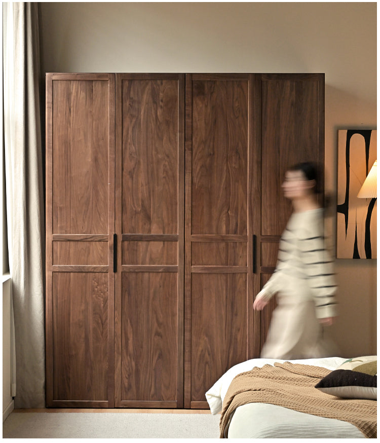 Black Walnut Solid Wood Wardrobe Modern Simple.