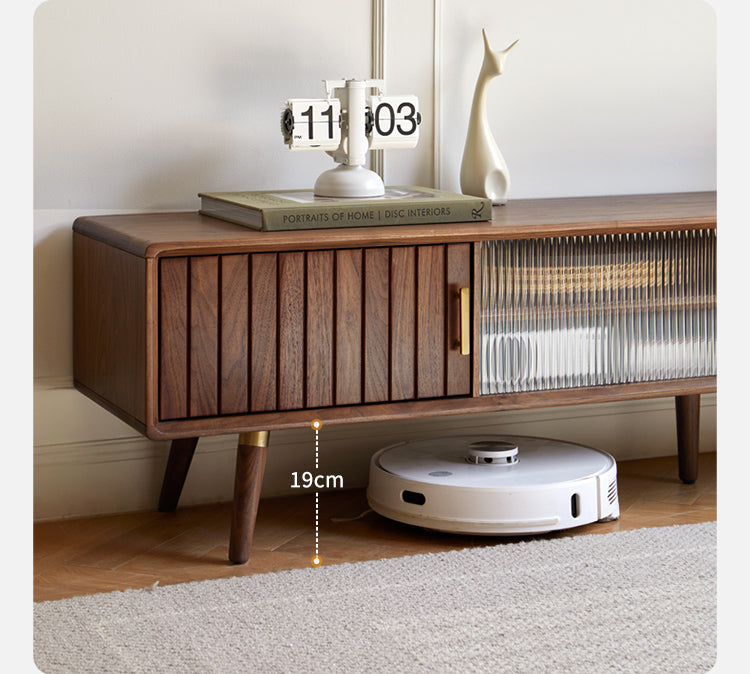 Black Walnut Solid Wood Nordic TV Cabinet.