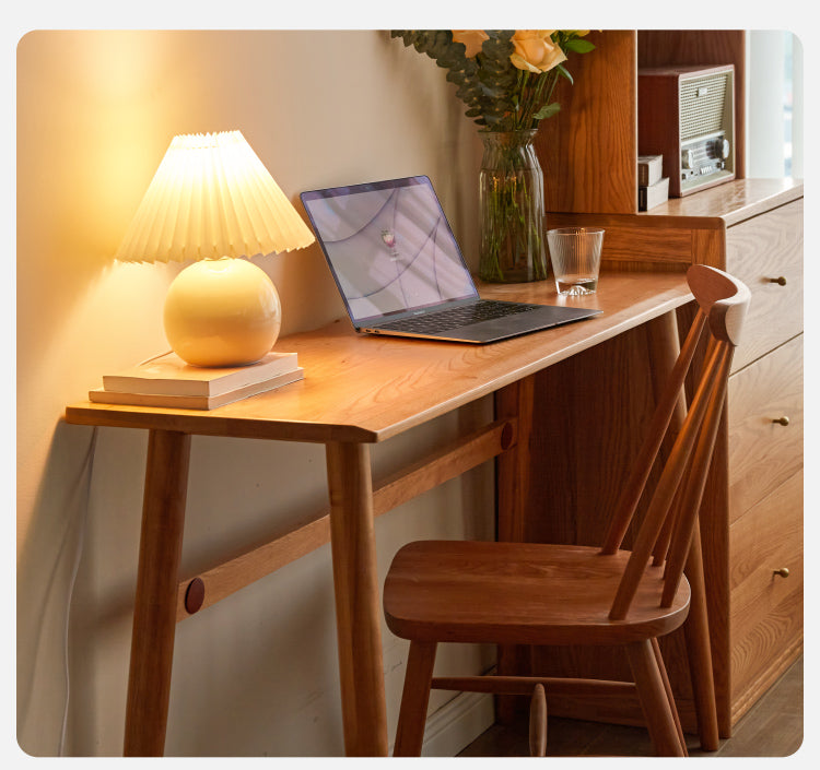 Cherry Wood Office Desk Narrow Vintage