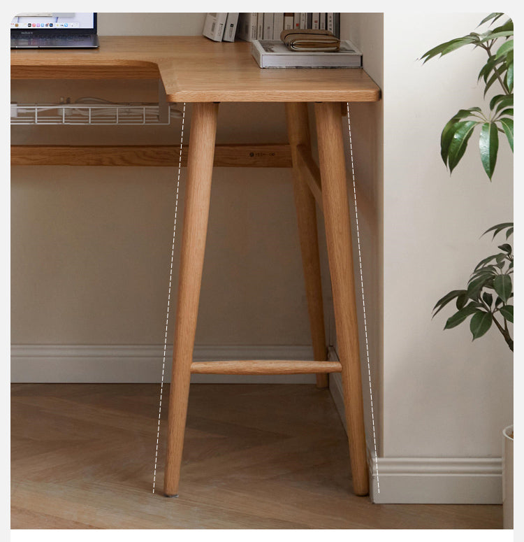 Oak, Rubberwood Solid Wood Corner Table Study Office Desk