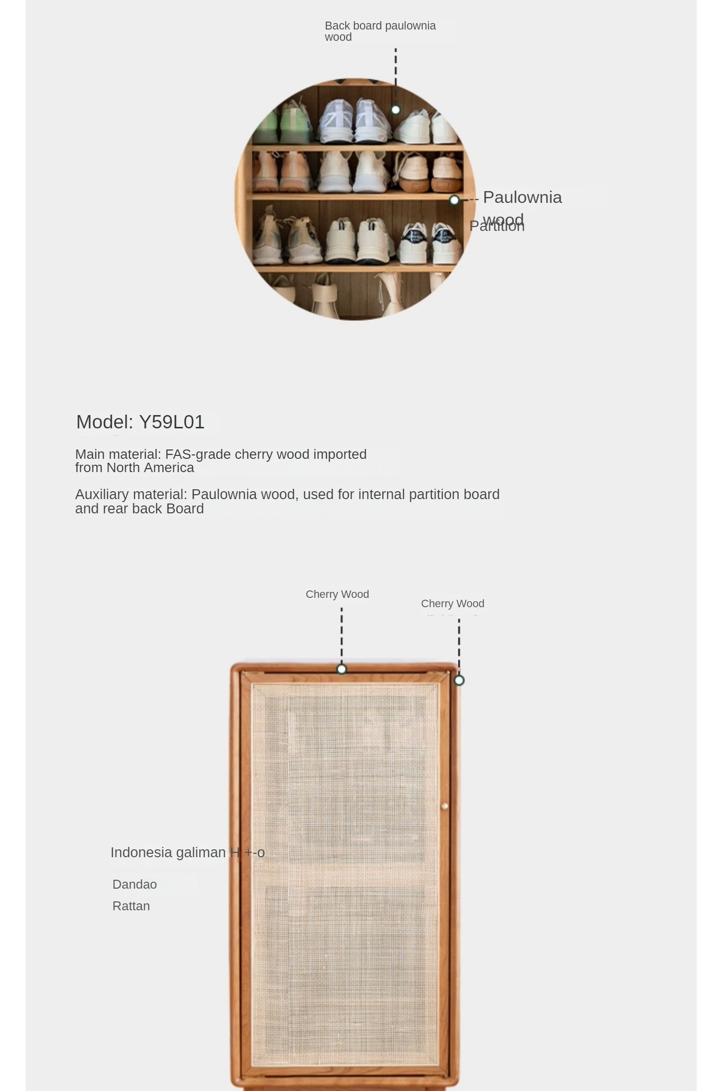 Oak Solid Wood Entrance Shoe Cabinet