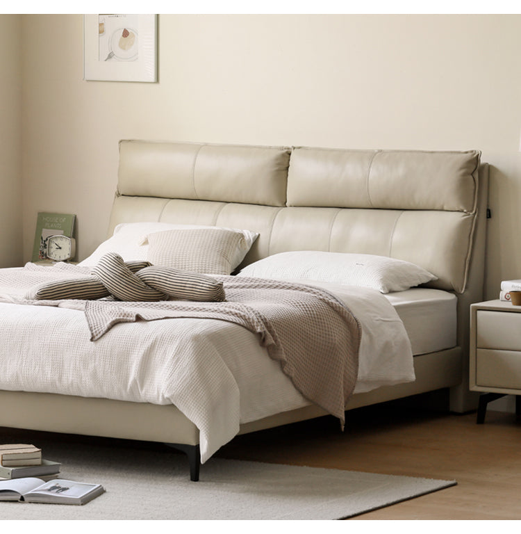 Cow Leather Bed ,Technology Cloth Wood Bed