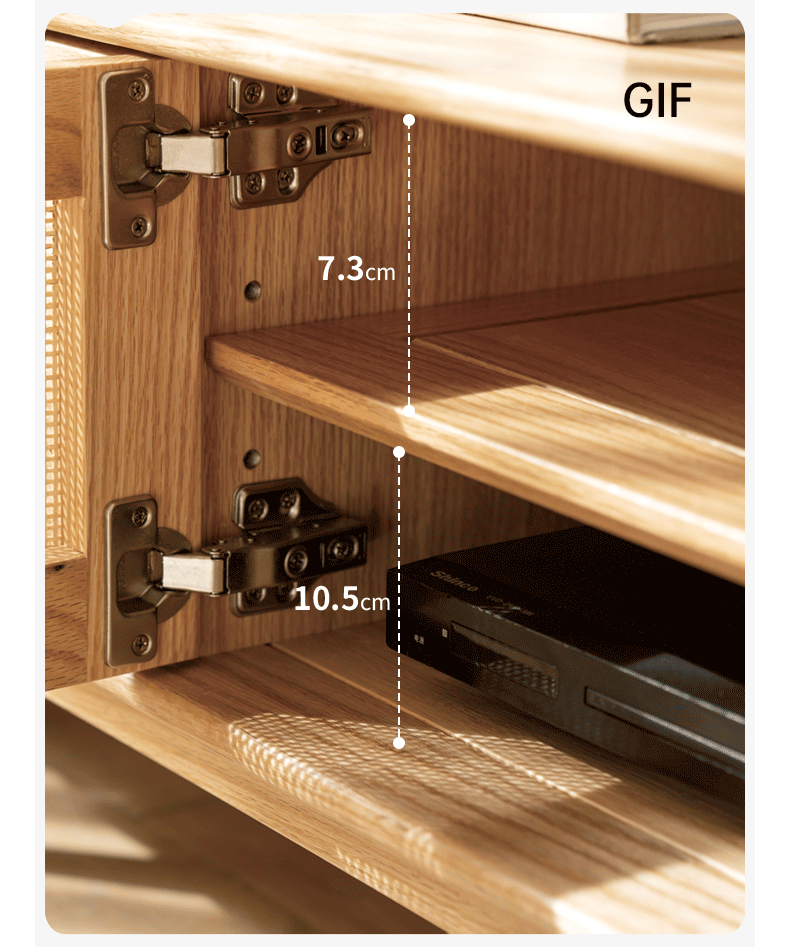 Oak Solid Wood Rattan TV Cabinet
