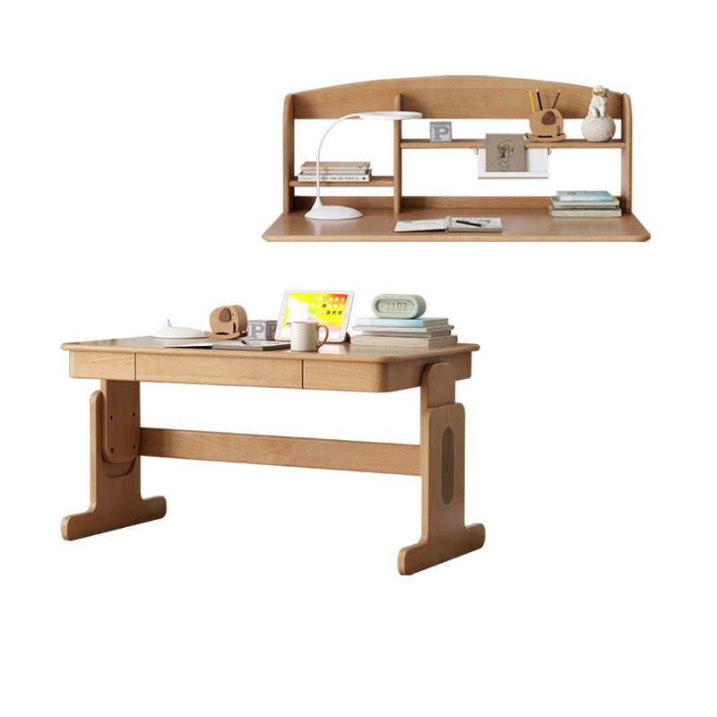 Beech Solid Wood Lifting Desk Bookshelf Combination