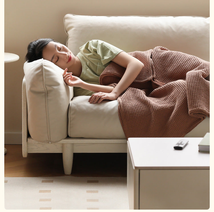 Oak Solid Wood Cream Style Sofa.