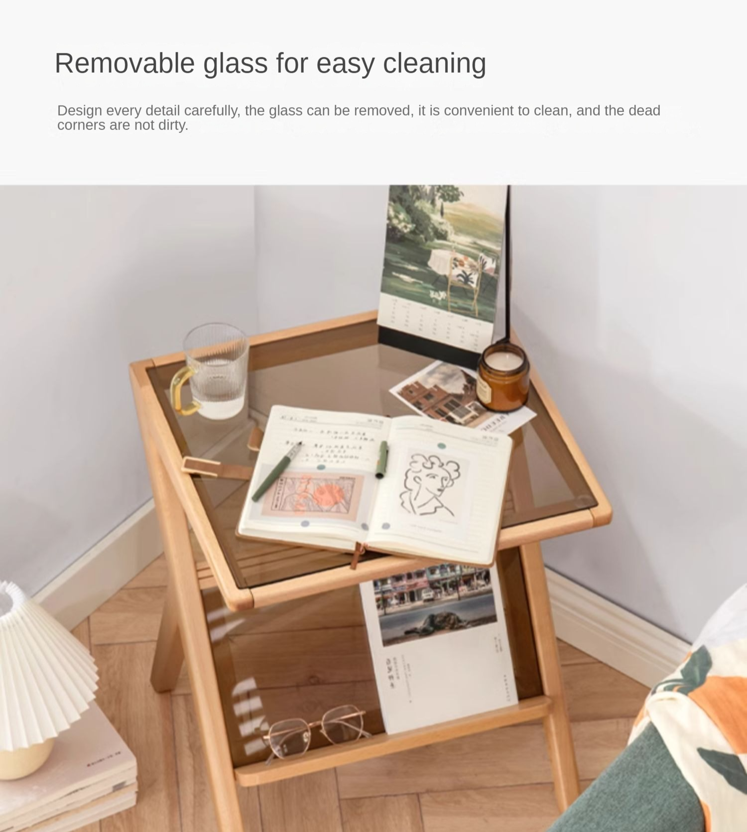 Beech Solid wood side glass creative corner)