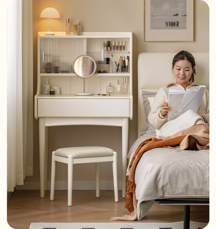 Ash Solid Wood Cream Style Dressing Table.