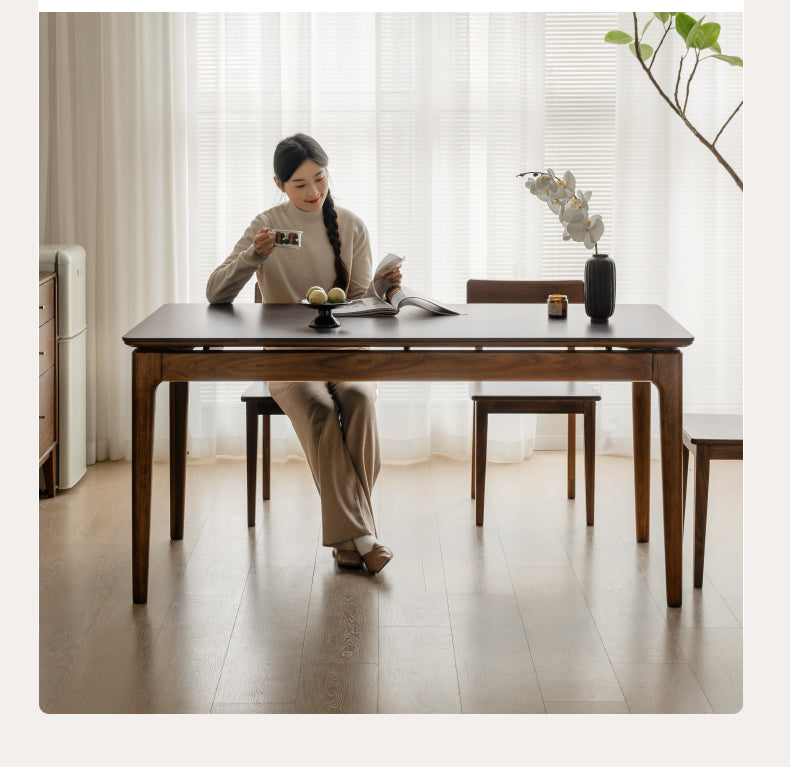 Black Walnut Solid Wood Rock Plate Dining Table