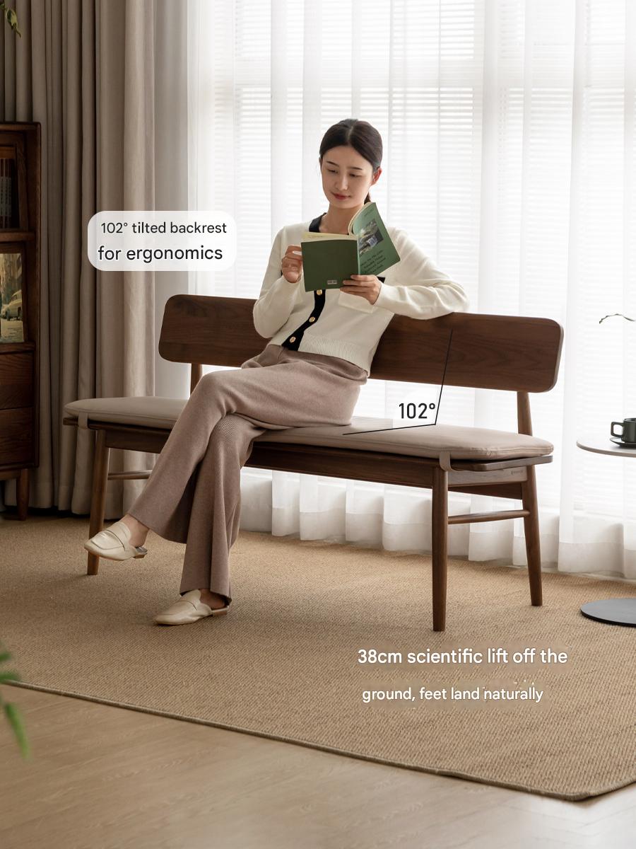 Black Walnut Solid Wood Long Bench