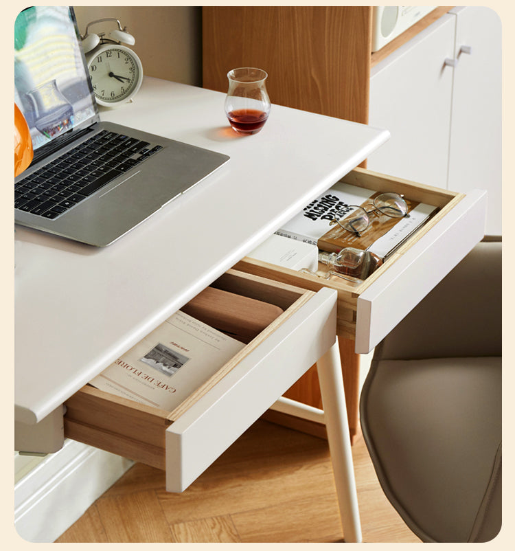 Rubberwood Solid Wood Modern Cream Style Study Desk