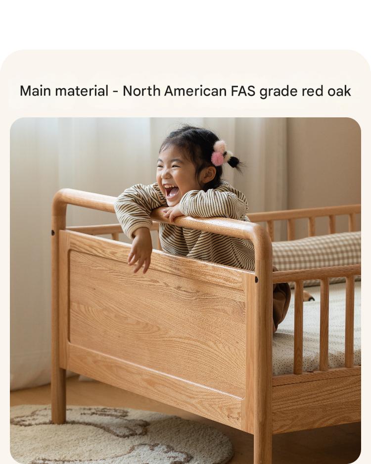 Oak Solid Wood Multi-functional Toddler Bed