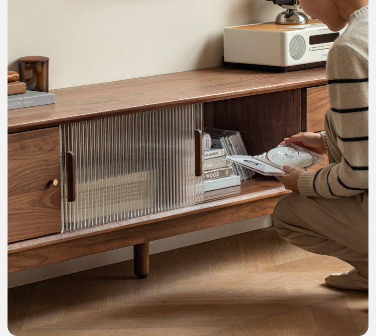 Black Walnut, Teak solid wood TV Cabinet.