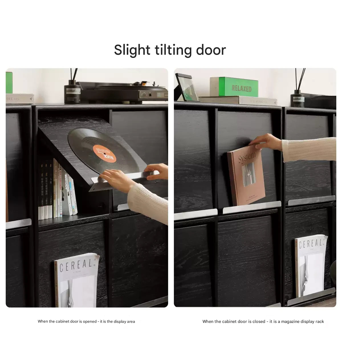 Oak Solid Wood Black Storage Combination Module Cabinet