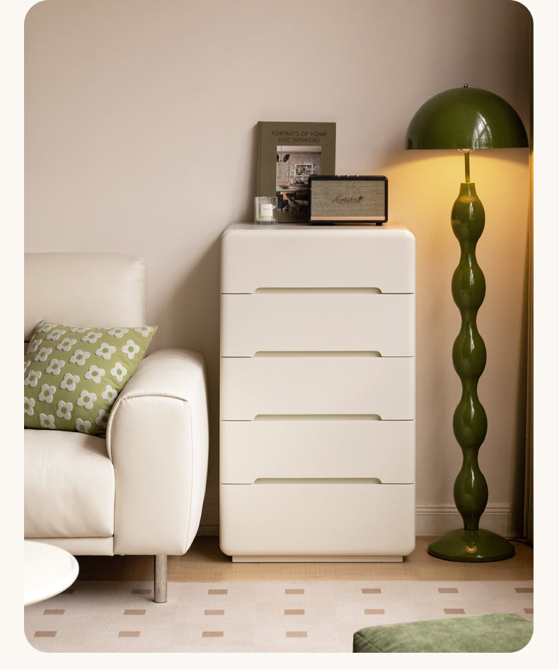 Tulipwood, Solid Rubberwood Storage Cream Drawer Dresser