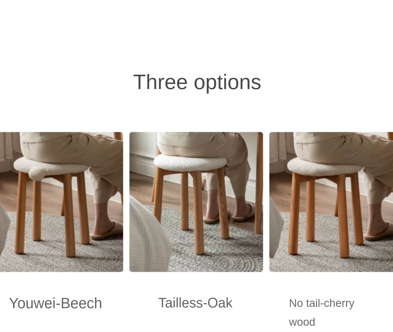 Bblack Walnut, Oak, Cherry, Beech, Sandalwood Solid Wood Makeup Stool