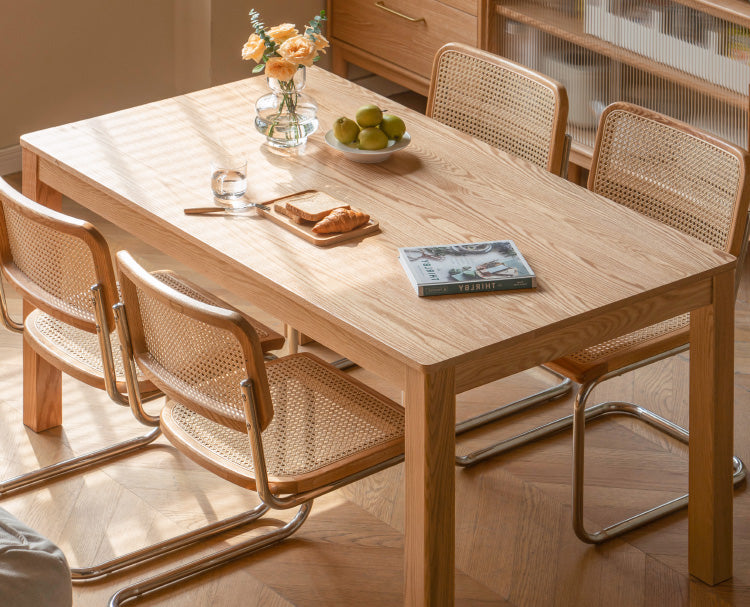Oak Solid Wood, Solid Rubberwood Nordic Dining Table