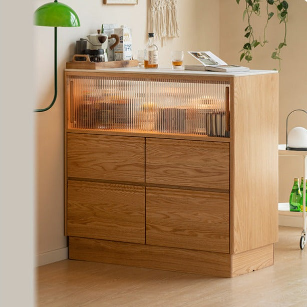 Oak Solid Wood Partition Multi functional Storage Cabinet