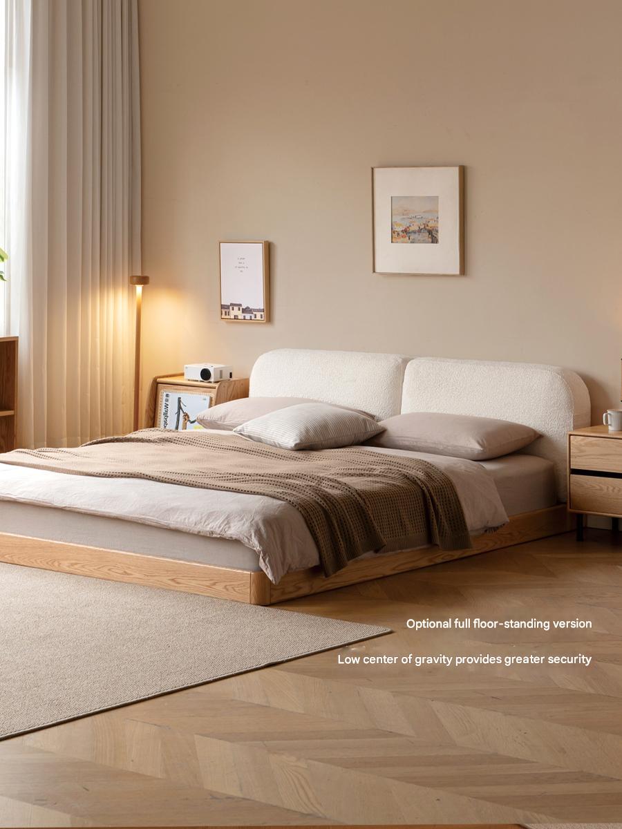 Oak Solid Wood Lamb Fleece Soft Suspension Cream Bed