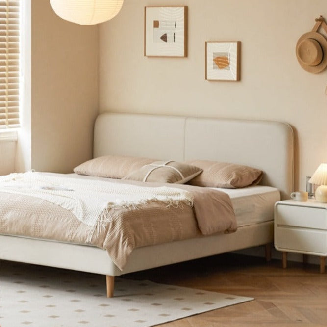 Fabric Cream Soft Minimalist Bed