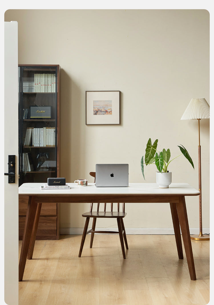 Ash, Oak Solid Wood Modern Rock Plate Dining Table