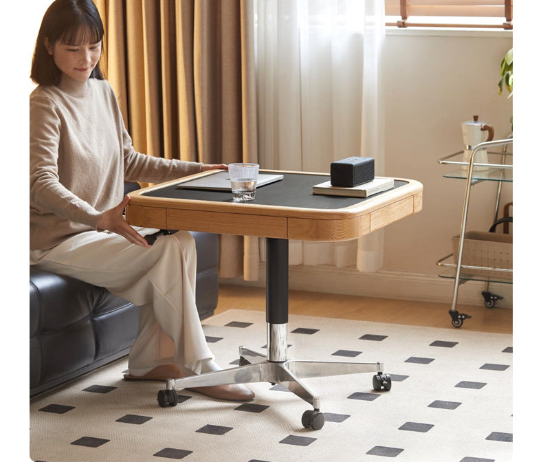 Oak Solid Wood Movable Square Lift Coffee Table