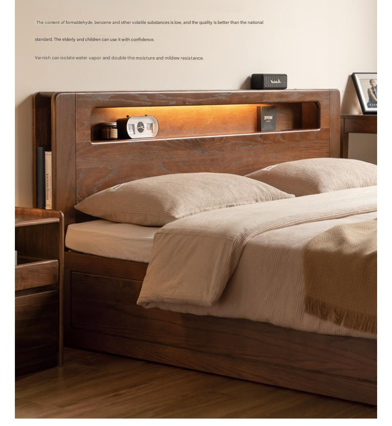 Oak Solid Wood Luminous Storage Box Bed