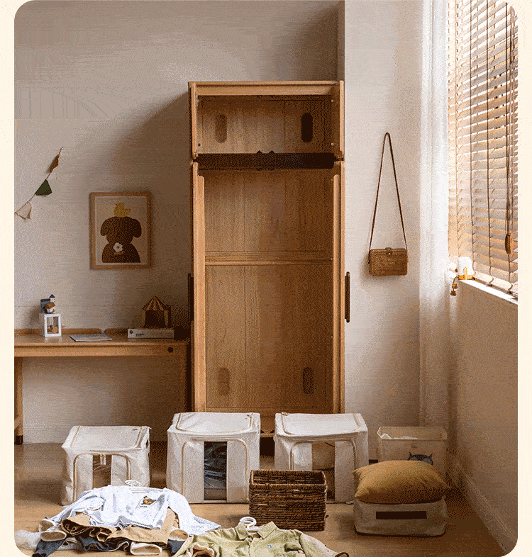 Oak Solid Wood Original Wood Style Children's Wardrobe