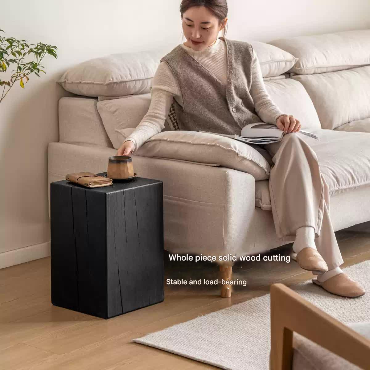 Pine Solid Wood Wabi Sabi Style Side Table