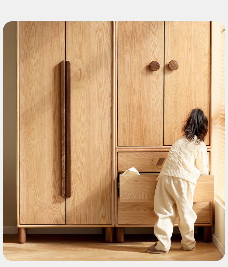Oak Solid Wood Wardrobe Bookcase Free Combination