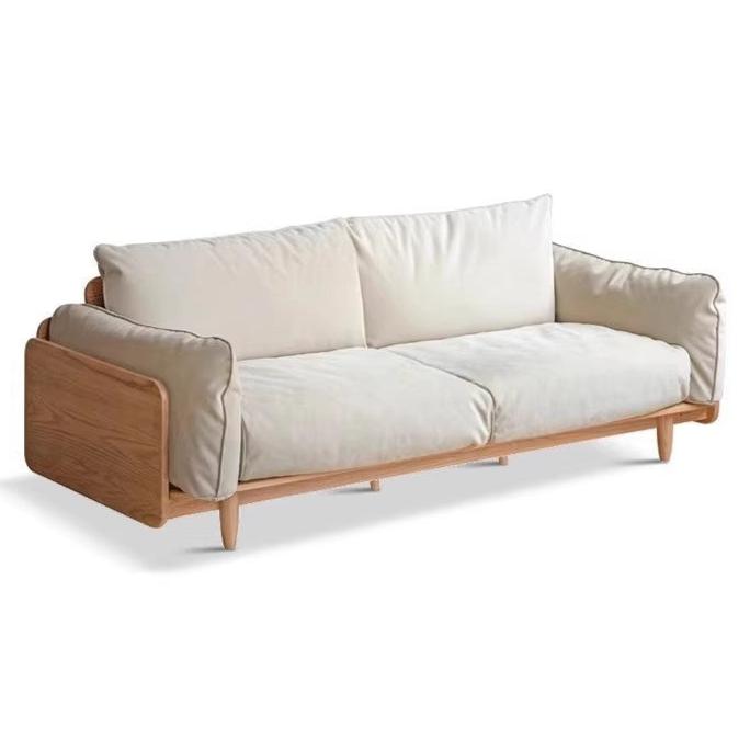 Oak, Ash Solid Wood Sofa Genuine Leather, Fabric.