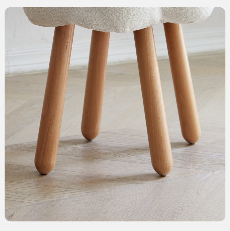 Beech, Birch Solid Wood Lamb Velvet Cloud Makeup Stool