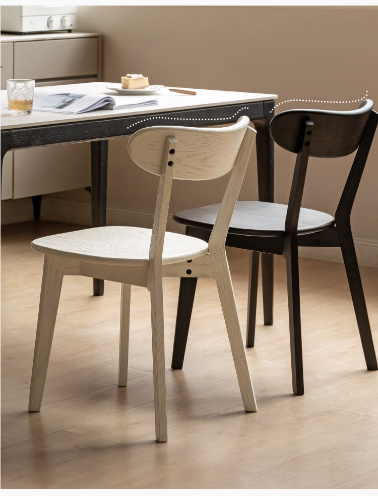 Oak Solid Wood Dining Chair Cream Style White Black