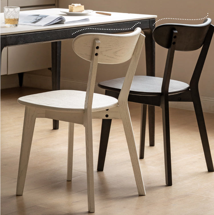 Oak Solid Wood Dining Chair Cream Style White, Black
