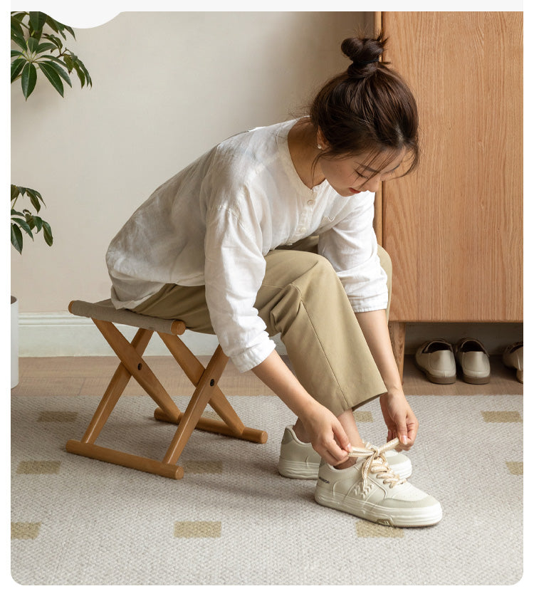 Beech solid wood outdoor portable folding stool