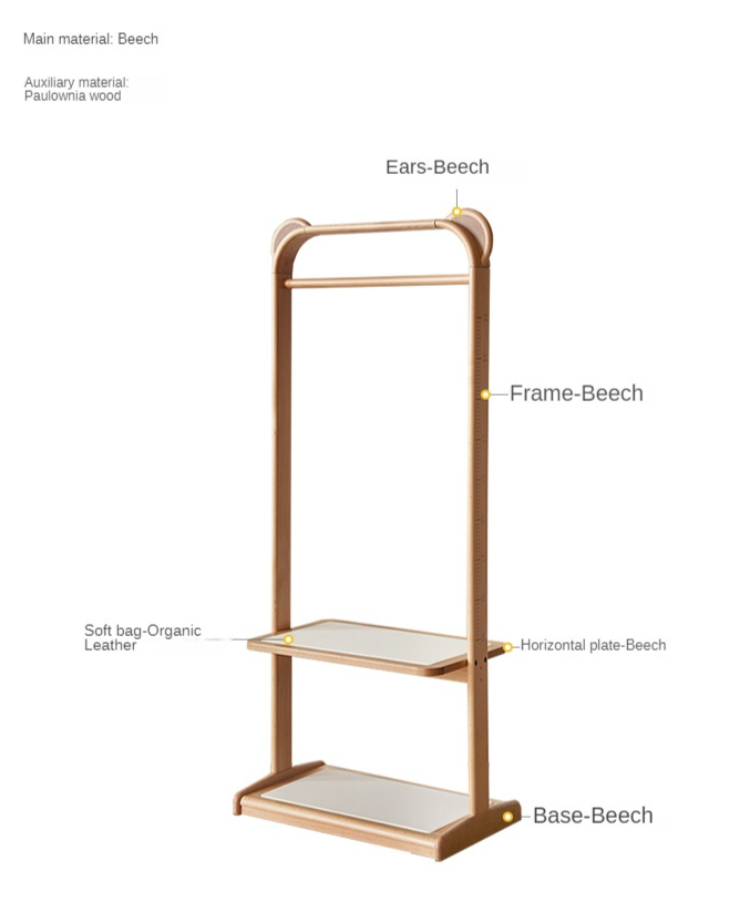 Beech Solid Wood Kids Coat Rack Floor Hanger