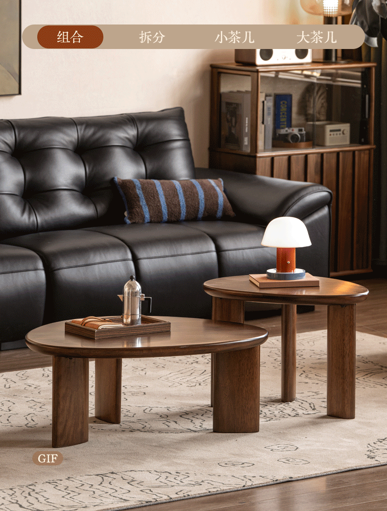 Solid Longan Hardwood Coffee Table with Sculptural Form and Italian Inspired Design