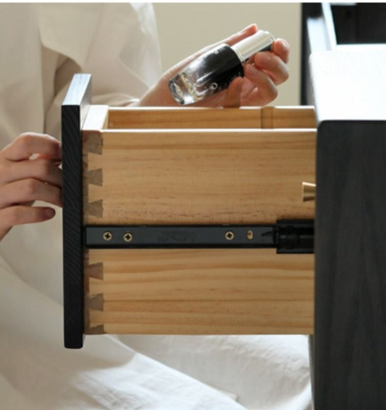 Oak Solid Wood Black Makeup Table Mirror LED Touch.