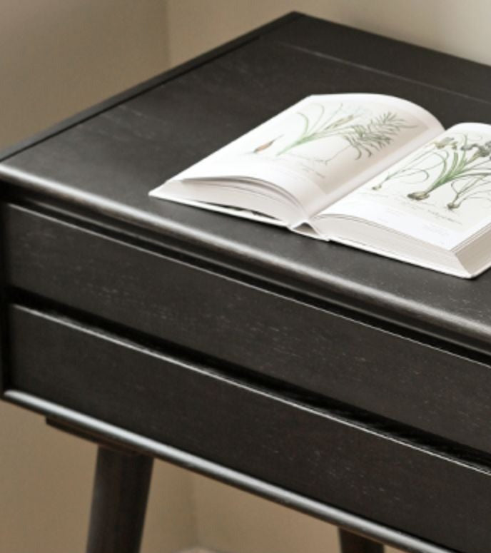 Oak Solid Wood Black Makeup Table Mirror LED Touch.