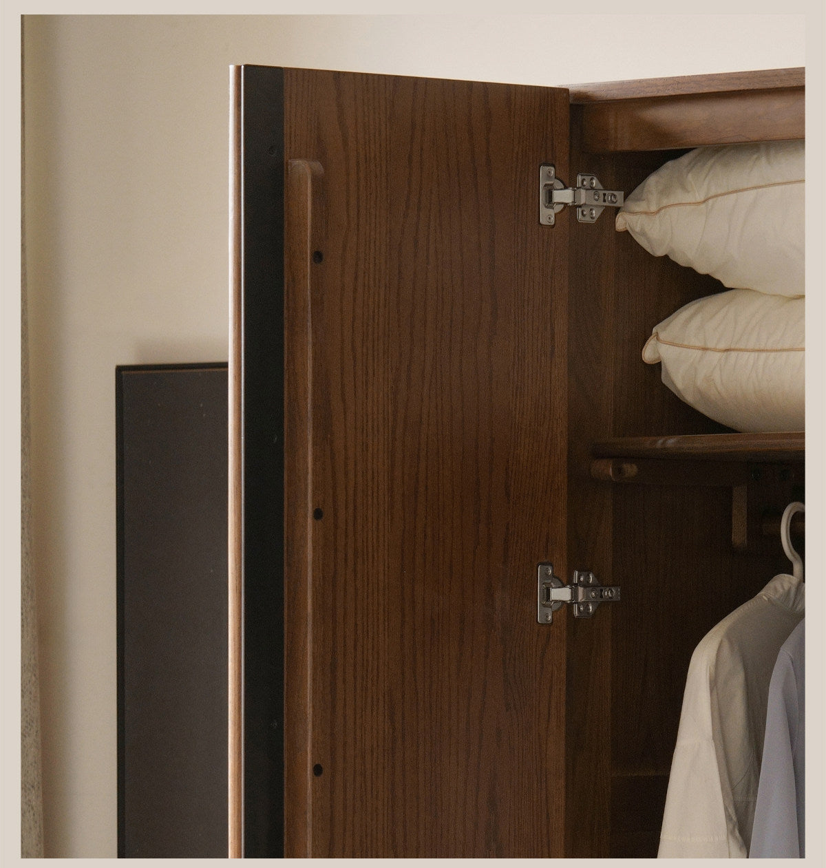 Oak Solid Wood Wardrobe with Italian Light Luxury Style and Double Doors