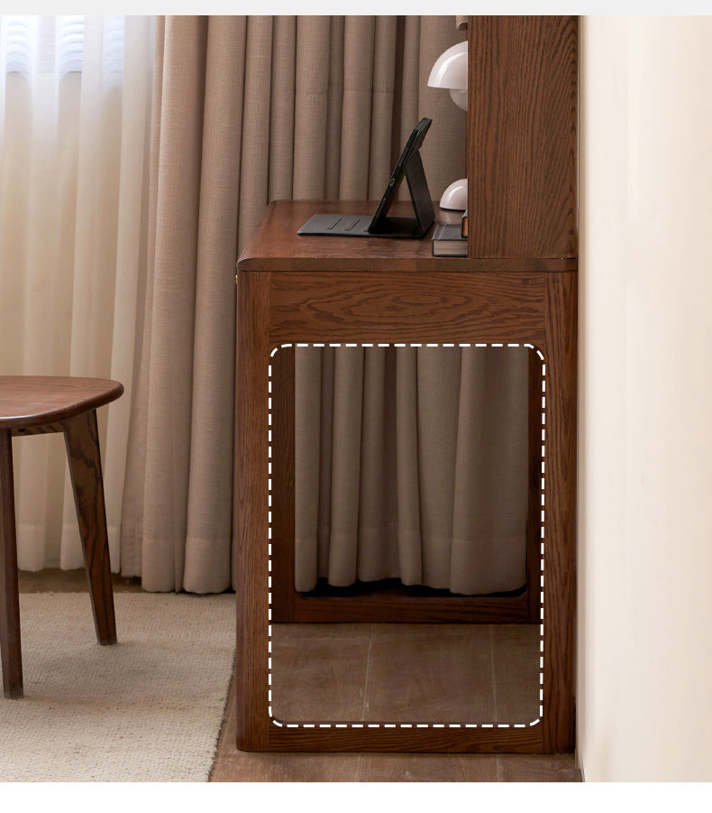 Oak Solid Wood Desk Bookshelf