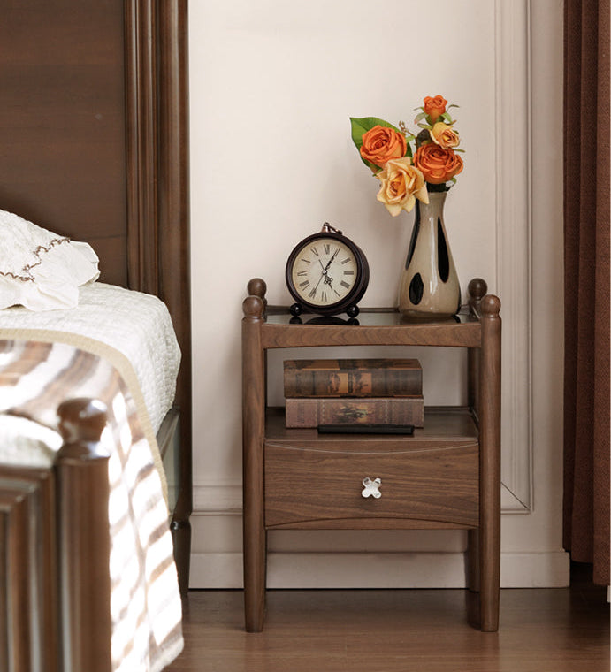 Black Walnut Solid Wood Italian Light Luxury Nightstand