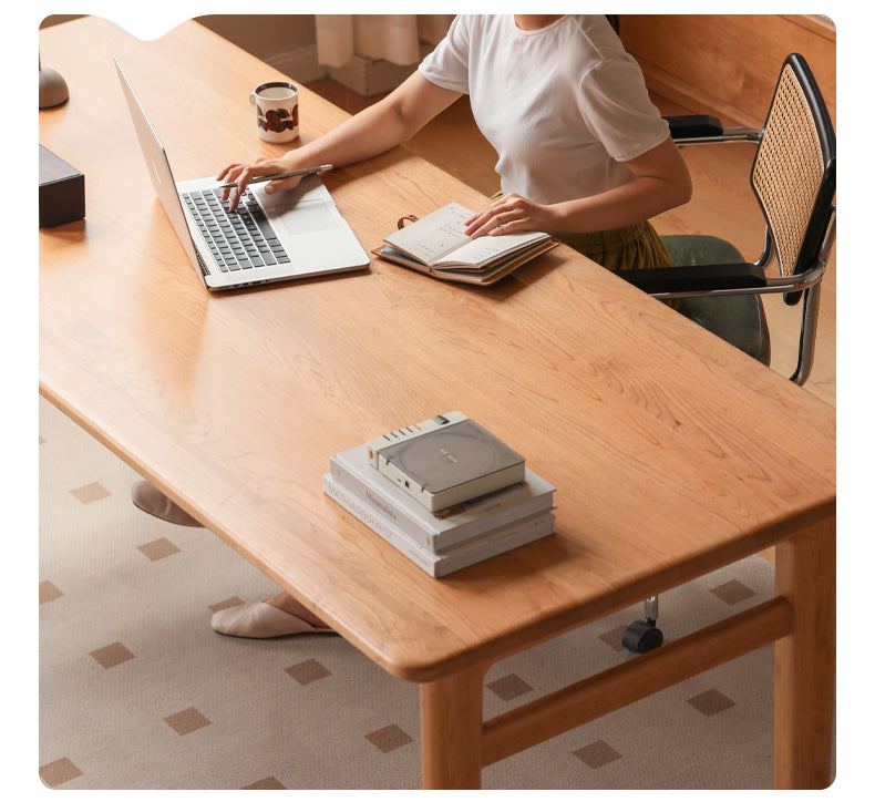 Cherry Solid Wood Office Desk, Large Dining Table
