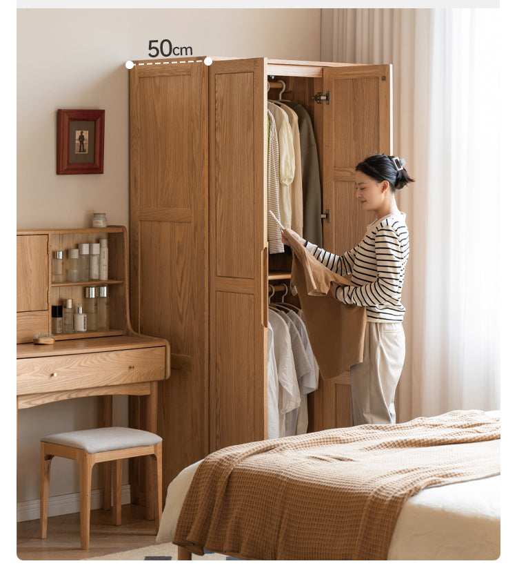Oak Solid Wood Narrow Wardrobe.