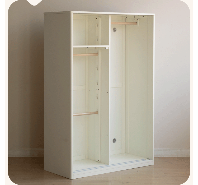 Birch Solid Wood Children's Wardrobe Cream Sliding Door