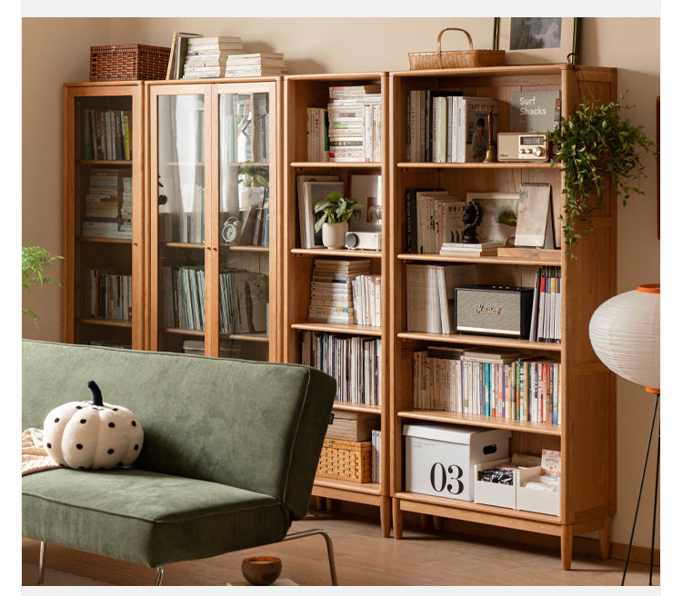 Cherry Solid Wood Freely Combinable Bookshelf with Retro Style Finish